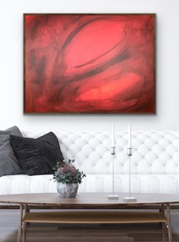 Red Black Acrylic Abstract 40" x 60"