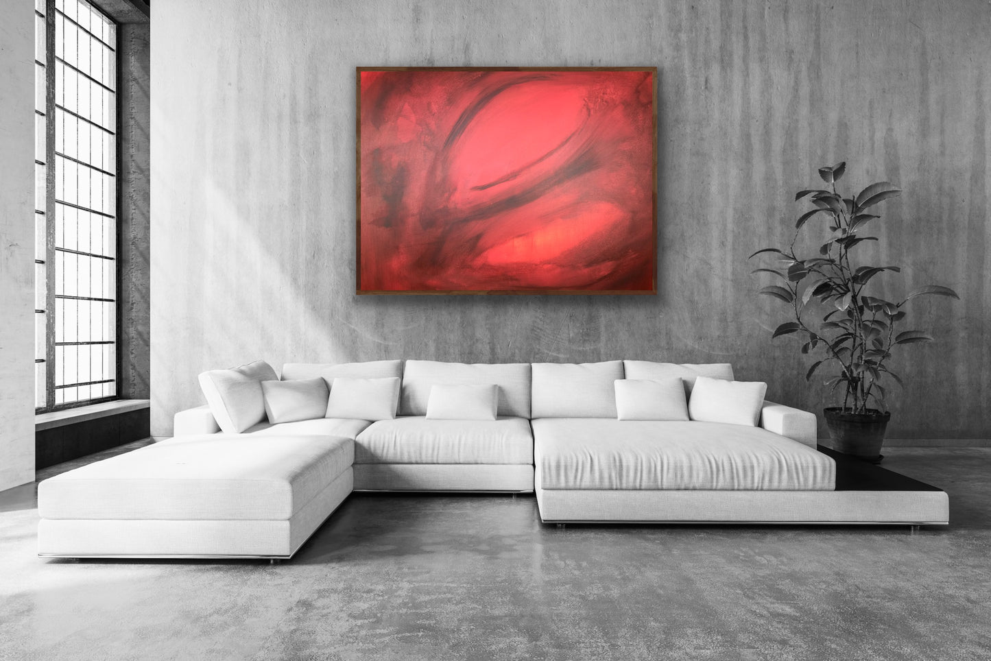 Red Black Acrylic Abstract 40" x 60"