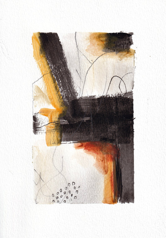 Orange Abstract #1  5" x 7" Gouache on Art Paper