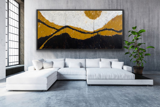 "Made it to Sunrise" Abstract Painting 108" w x 48"h by artist Raymond McKenzie