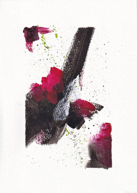 Magenta Abstract #4 5" x 7" Gouache on Art Paper