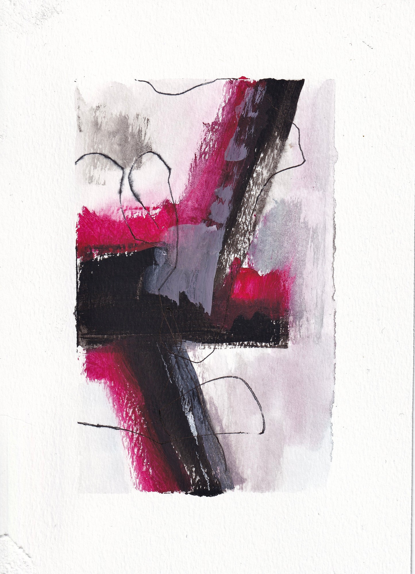 Gouache Magenta Abstract Study #2 5"x7"