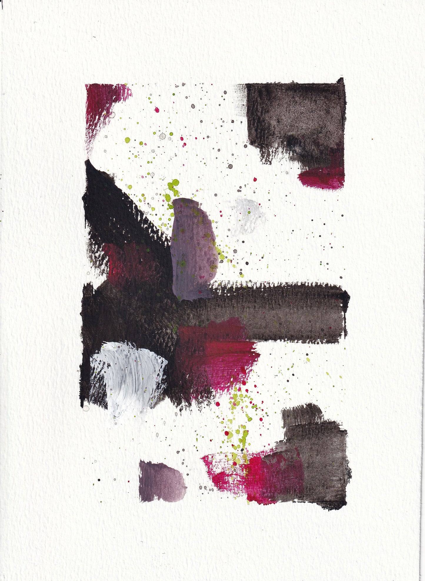 Magenta Abstract #1 5" x 7" Gouache on Art Paper