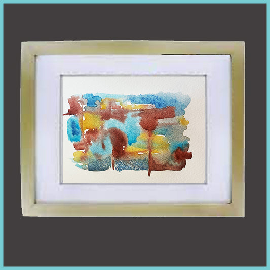 Blue & Brown Abstract Watercolor 6"x 9"