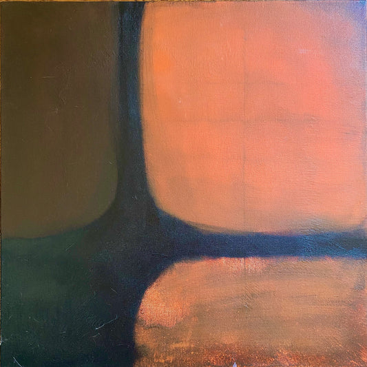 Orange Brown Separate United Acrylic Abstract Painting 20" x 20"