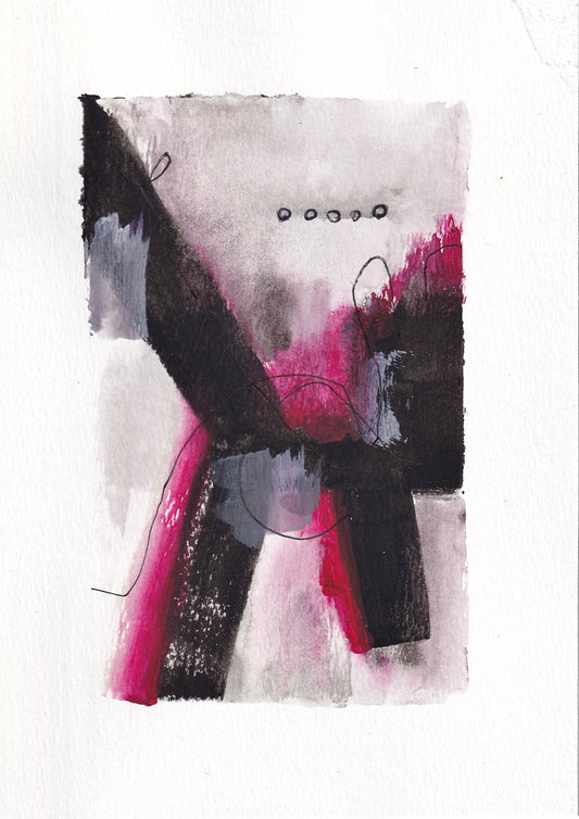 Magenta Abstract #3 5" x 7" Gouache on Art Paper